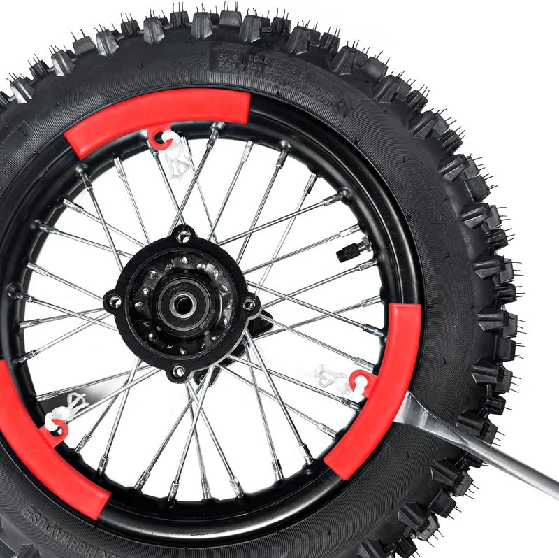 HOOUP 14.6” Dirt Bike Steel Tire Spoons Tool Set for Lawnmower Motorcycle Bicycle ATV Mini Bike Garden Tractor Tires 26pcs Tire Changer Tool with Tire Spoons Rim Protector Valve Stems Cap Cores Red - Image 3